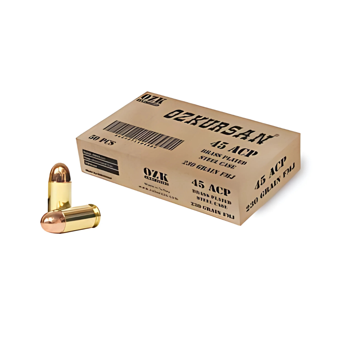 Özkursan 45 ACP Tabanca Mermisi  (FMJ 230 GRN) - 1000 Adet