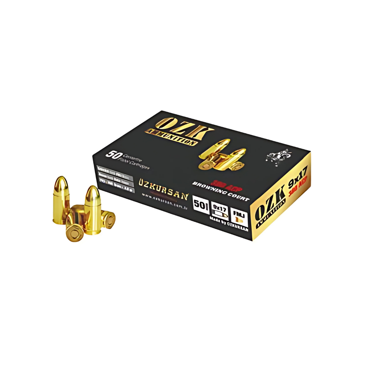 Özkursan 9x17mm (.380 Auto) Tabanca Mermisi (FMJ-100 GRN) - 1000 Adet