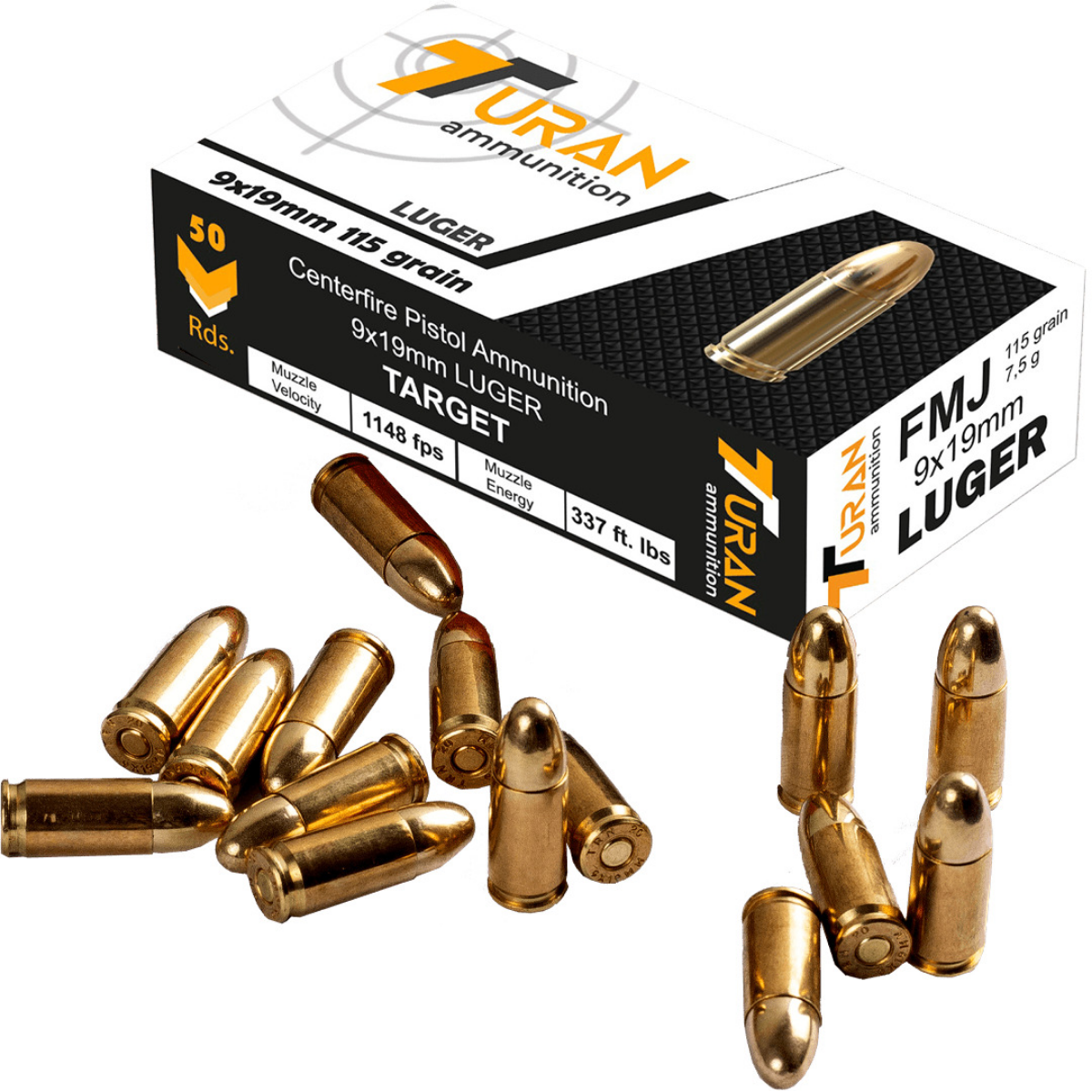 Turan 9x19mm Luger Pirinç Tabanca Mermisi (1000 Adet)