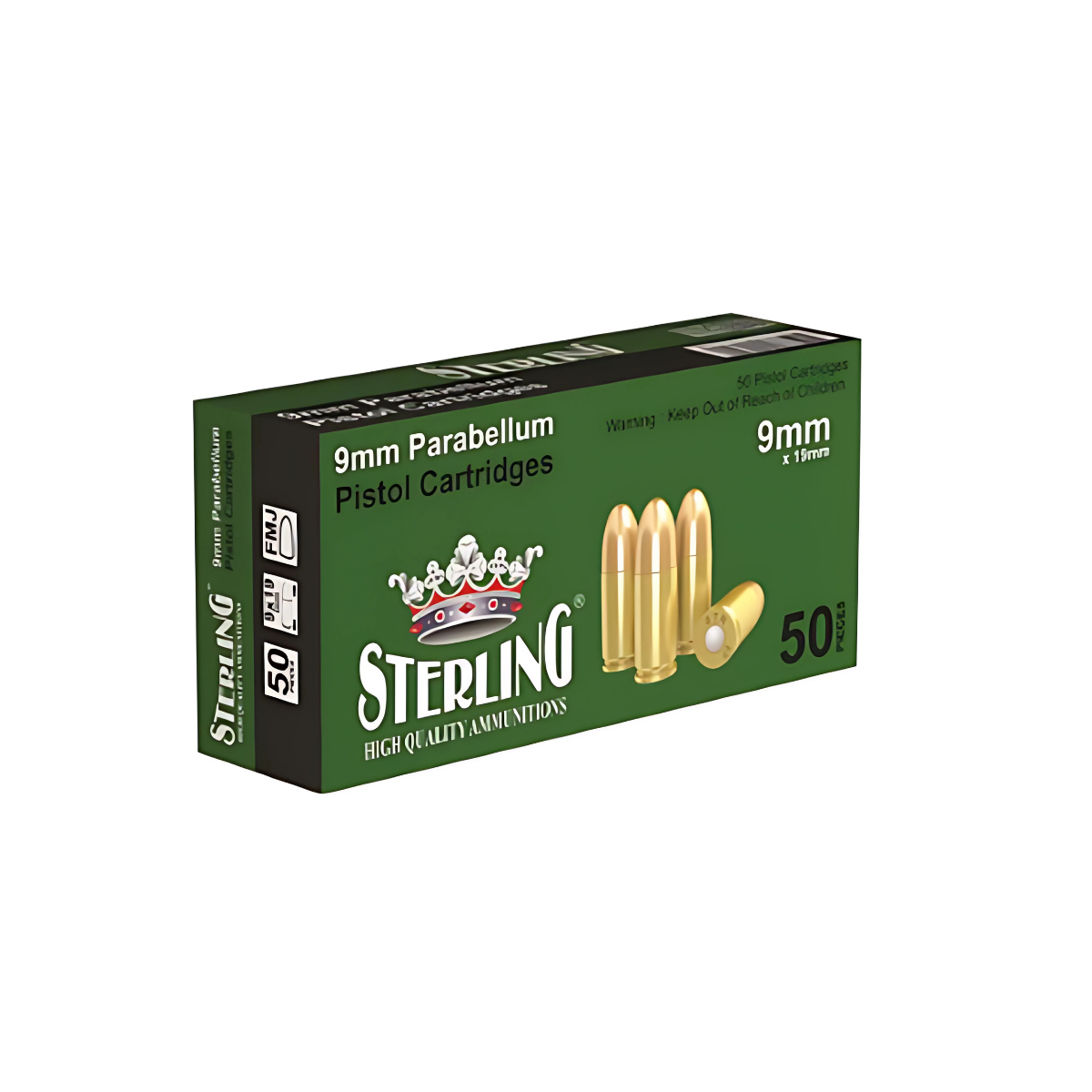 Turaç-Sterling 9mm Parabellum Tabanca Mermisi (FMJ-124 GRN) - 1000 Adet